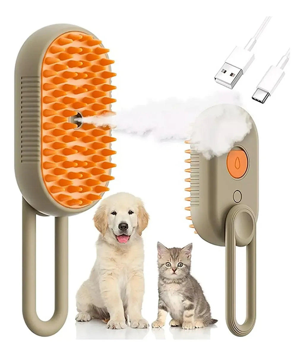 Cepillo 3 En 1 Con Vapor Para Perros Gatos Masajes