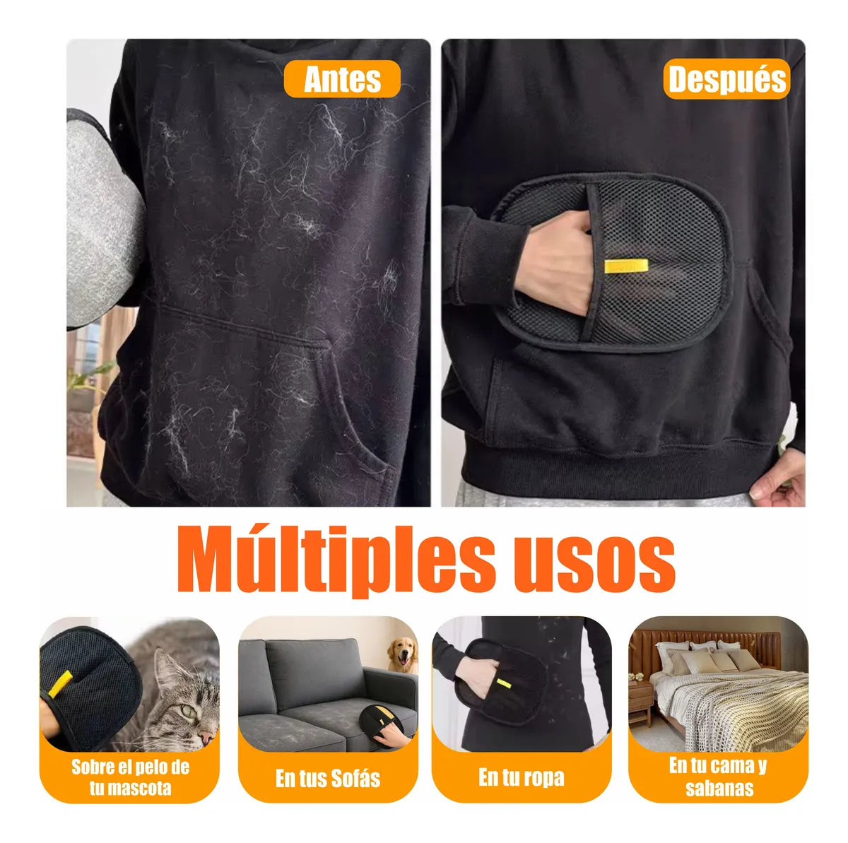 Guante Quita Pelos Y Pelusas Electrostático Mascotas Sillones Y Ropa