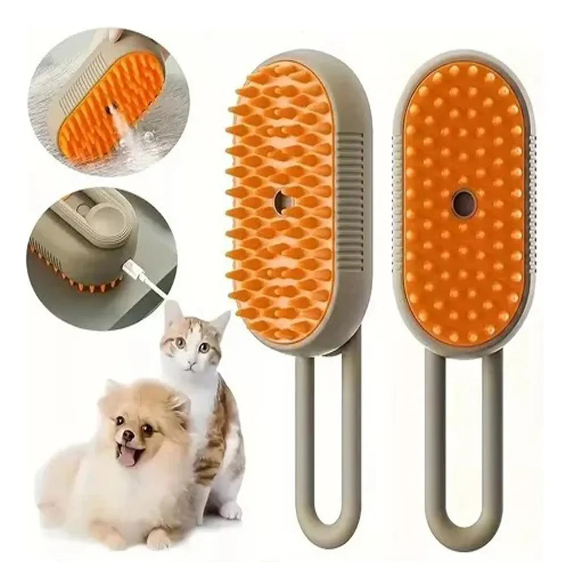 Cepillo 3 En 1 Con Vapor Para Perros Gatos Masajes
